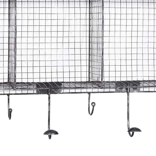 Black Iron Farmhouse Wall Hooks With Shelf